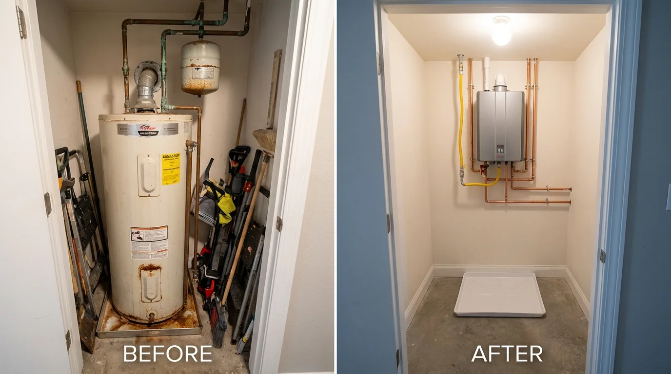 Tank water heater versus wall-mounted tankless unit comparison for Danville, PA homeowners
